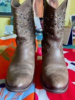 Leather cowboy boots.
